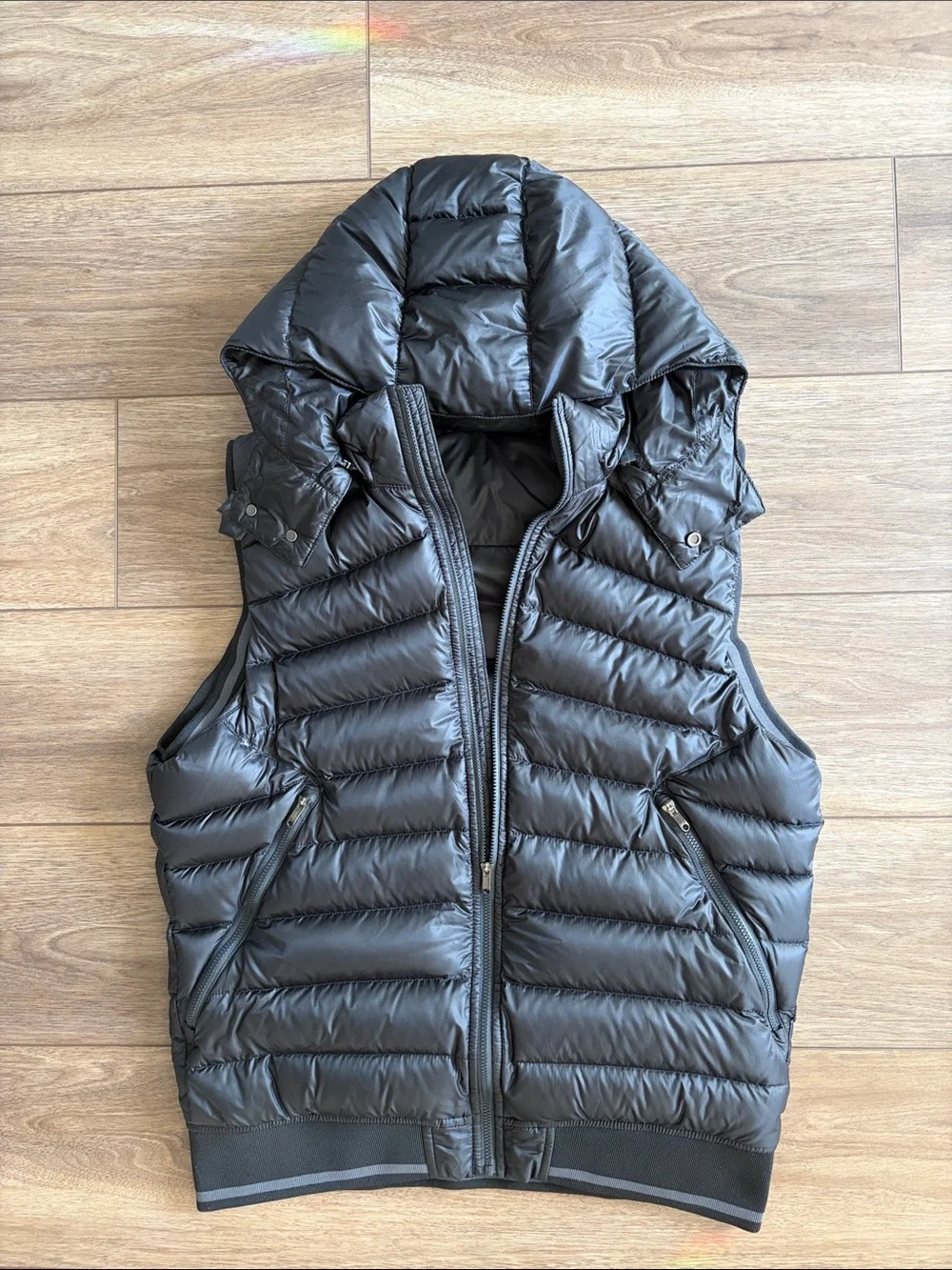 lululemon athletica Black Quilted Hooded Puffer Vest